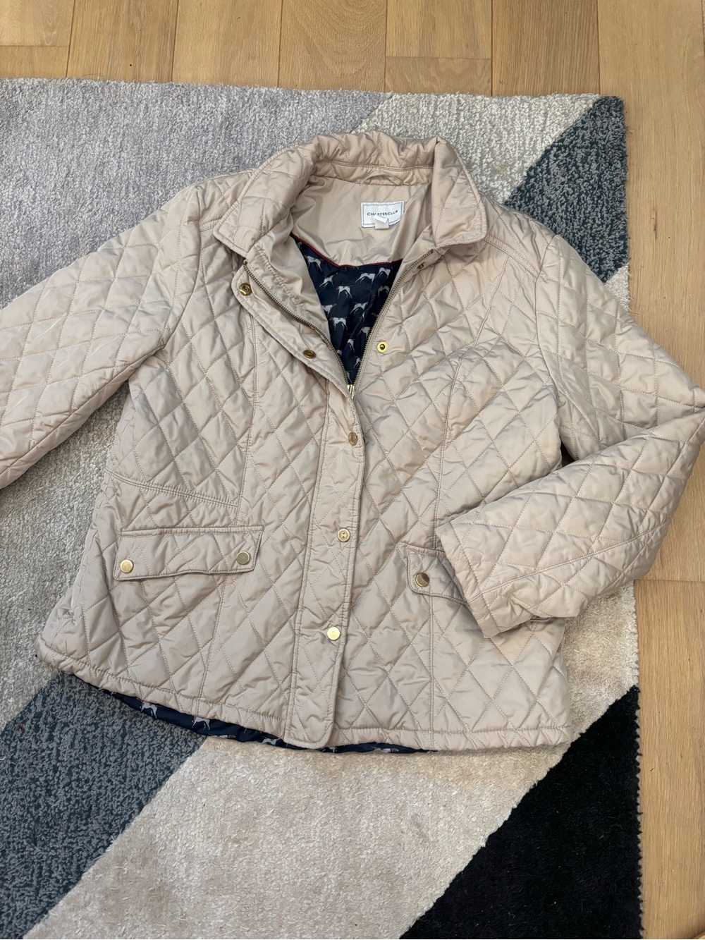 Charter Club Beige Quilted Puffer Lightweight Jacket Women’s Size XL